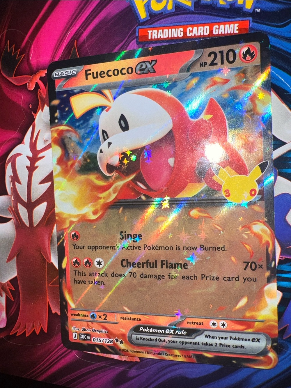 Pokemon Fuecoco EX Holo Card - Red, White, Yellow